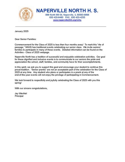 Principal's Letter